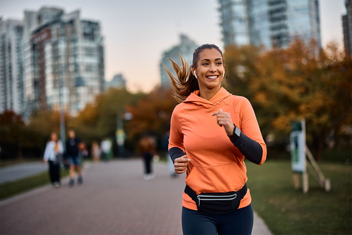 Woman running after peptide therapy in St. John, IN
